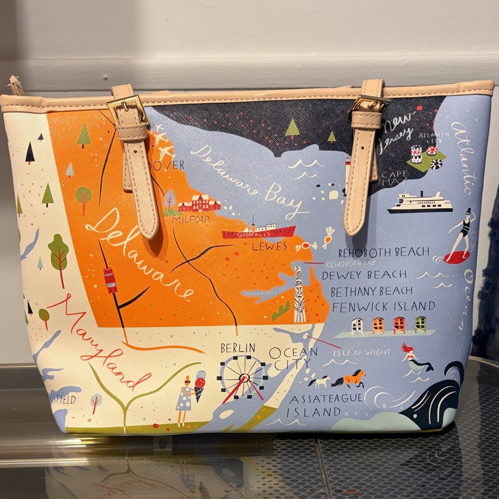 Spartina 449 Multicolor Map Print Shoulder Bag